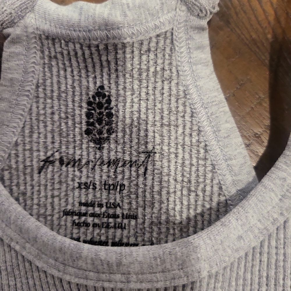 Free People Happiness Runs Ribbed Tank Heather Grey XS/S - Picture 2 of 4